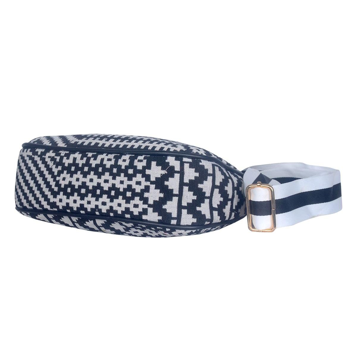 Ethnic Trove _Jute Cresento moon shape Ultra premium Sling bag/Side purse/Shoulder bag comes with long adjustable sholder belt (Black & White) (B0CL29W2NY) Amazon Price History, Amazon Price Tracker
