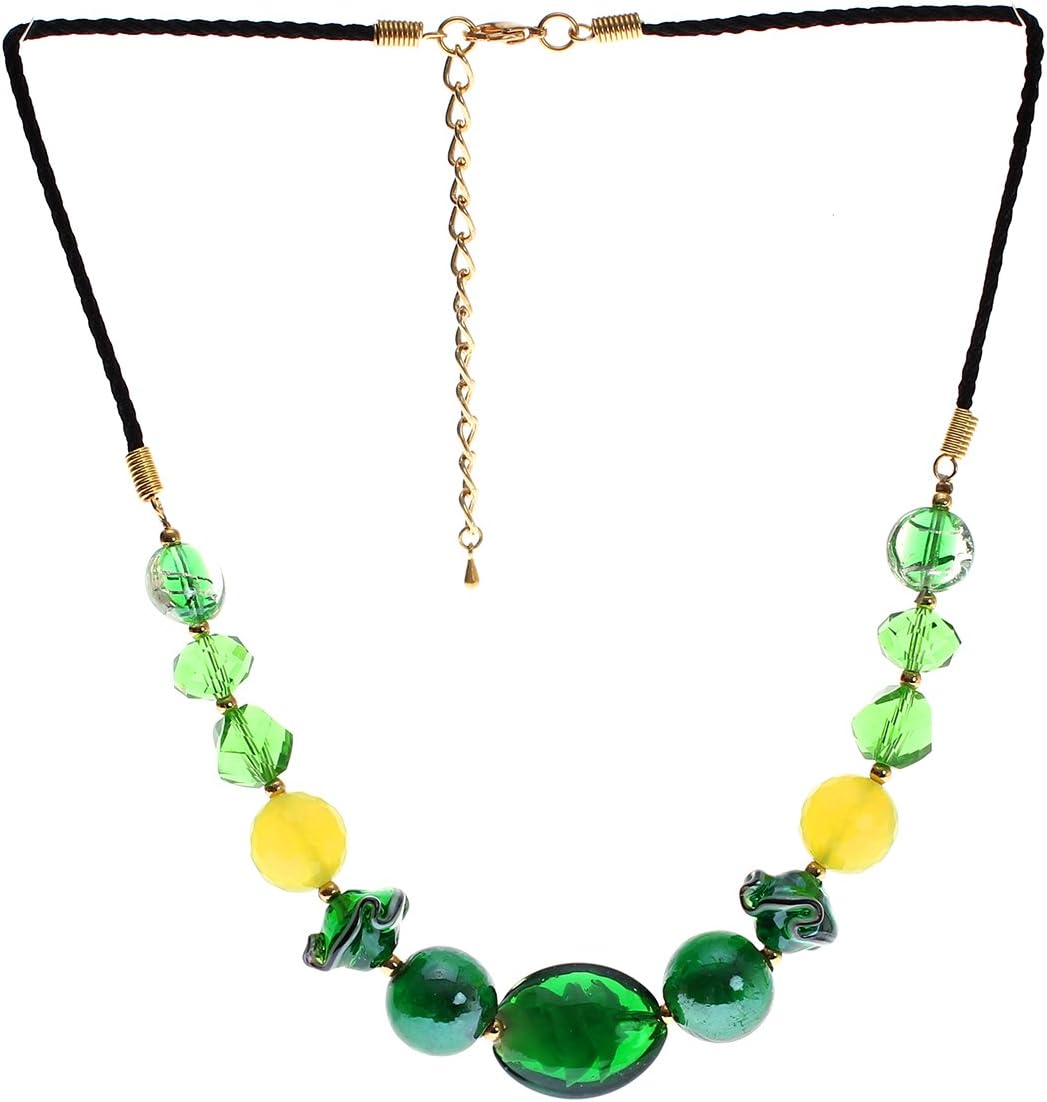 Lova Jewery Jewelry"Emeraldtone Paradise" Hand-blown Venetian Murano Glass Necklace