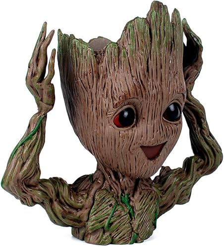 Miniatura 2 de Maceta de 6 pulgadas con diseño de Groot para bebé, cabeza de cara sonriente para plantas de interior o divertido soporte para bolígrafos, maceta