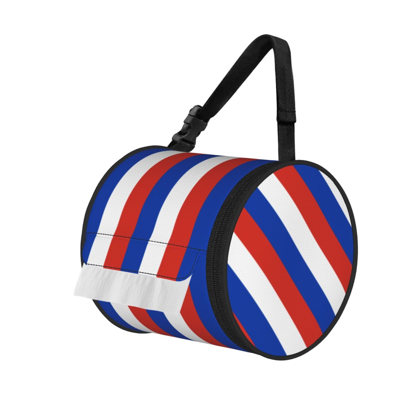 Russian Flag Print Round Tissue Dispenser Bag With Carry Strap, Portable Roll Holder For Car Travel Home