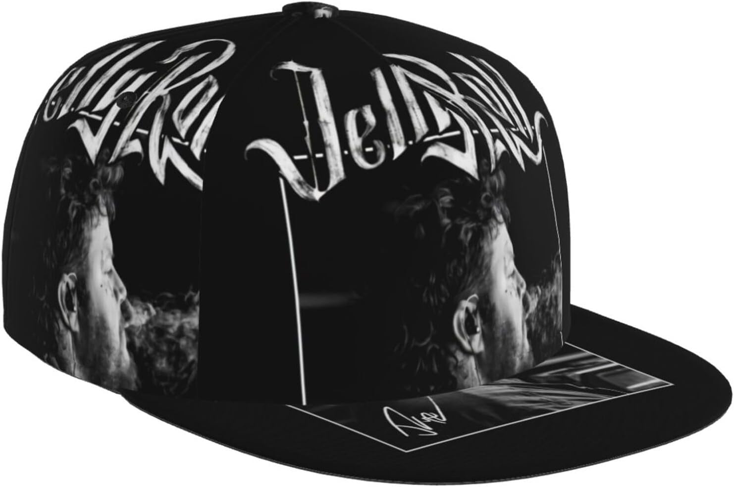 kingscomJelly Singer Roll Hat Flat-Brimmed Baseball Cap Dad Ball Hat Snapback Hip Hop Cap for Men and Women Black