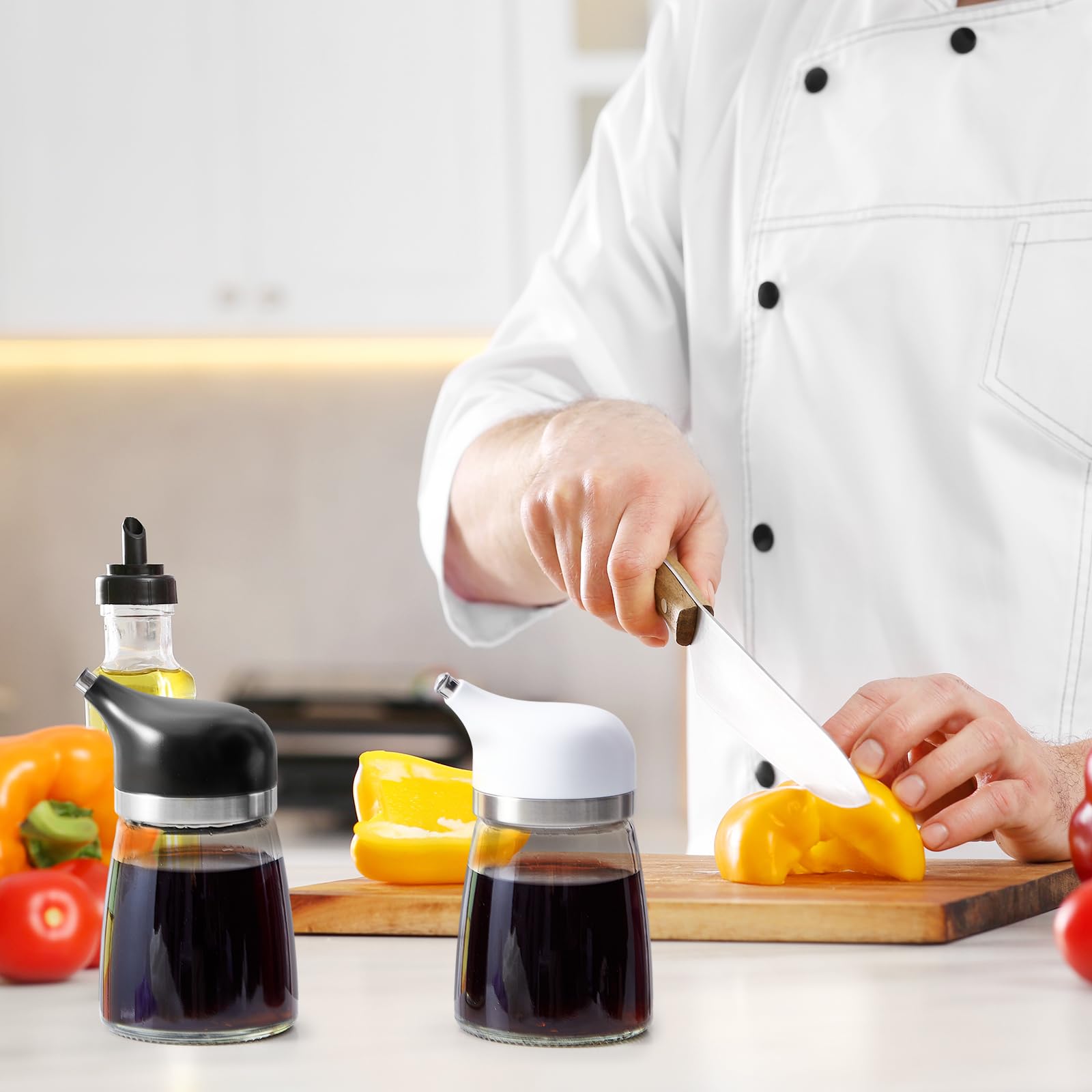 2 dispensadores de salsa de soja de 5 onzas, dispensador de aceite y vinagre, botella de salsa de soja, recipiente de salsa de soja, botellas dispensadoras de aceite, vinagre de vidrio para