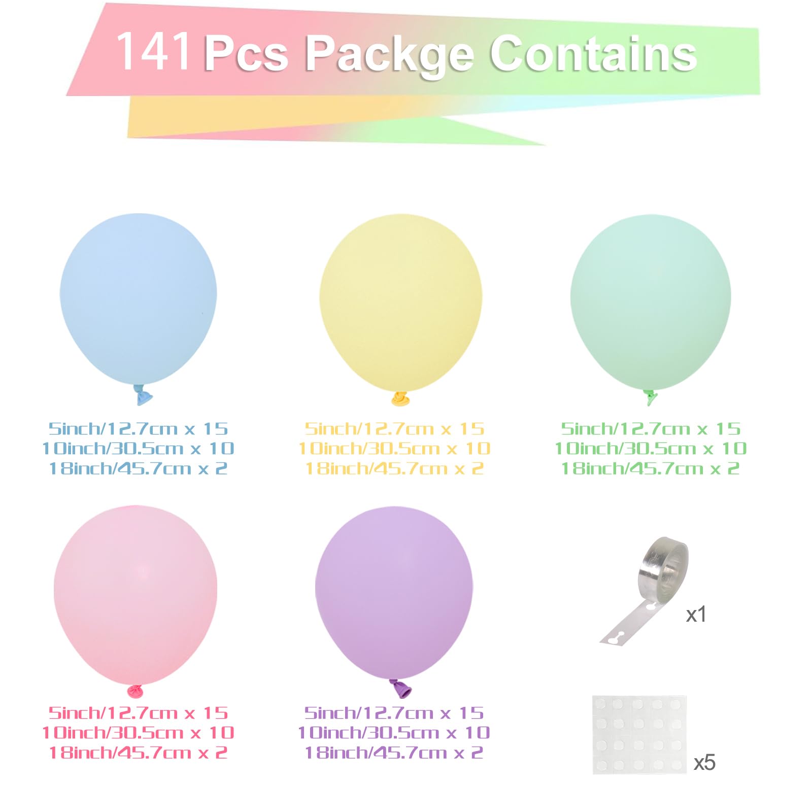 Rainbow Ballonnen Kit 171Stuks Pastel Ballonnen Latex Ballonnen Slinger