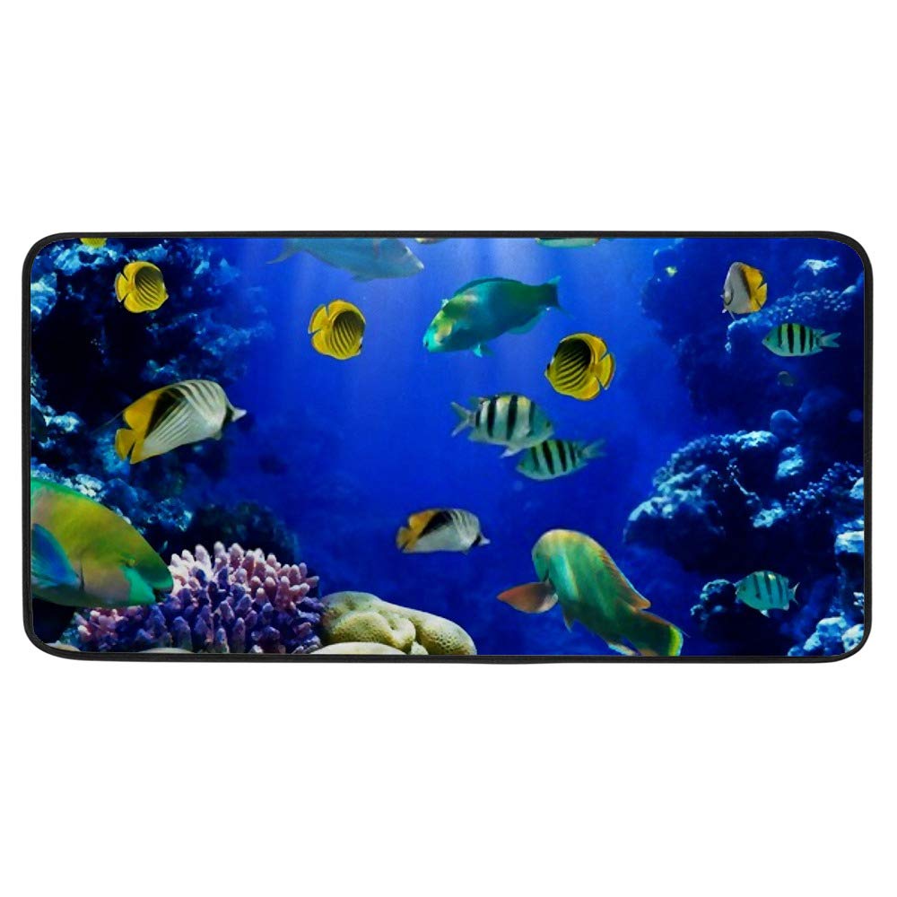 Tapis de cuisine sous-marin antidérapant en polyester lavable Chegong