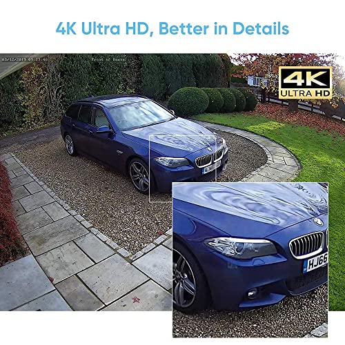 H.view 4K Poe Camera Ultrahd 8Mp Bullet Poe Ip Camera, Security Outdoor Camera, 100Ft Ir Night Vision, 2.8Mm Lens， 103° Wide Angle Ip67 Weatherproof, 4K (3840X2160), White Micro Sd Recording(256Gb) #TOP2