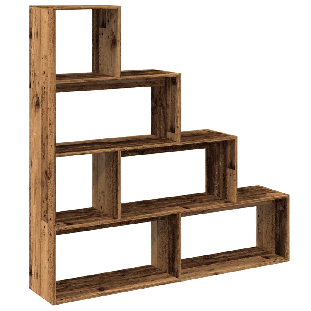 Generisch Raumteiler-Bücherregal 4 Stufen Altholz-Optik 143,5x29x143,5 cm,Möbel,Regalsysteme,Bücherregale Bücherschränke-858001
