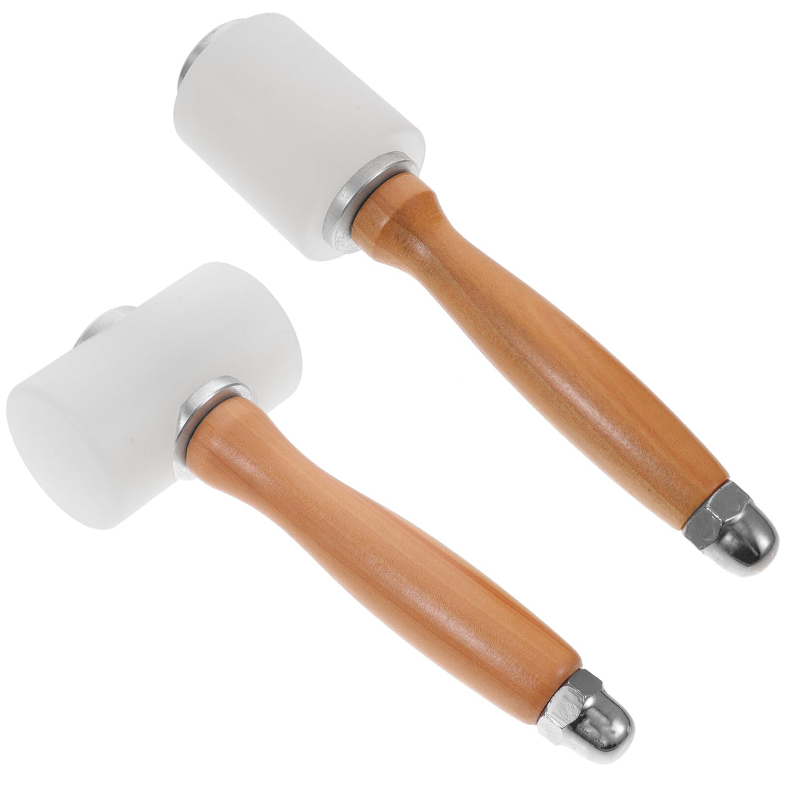 GLEAVI Martello Mazzuolo Flessibile e Resistente in Nylon Bianco 2 Pezzi Manico in Legno per Lavorazione della Pelle e Installazione Pavimenti per Uso Professionale e Fai da Te