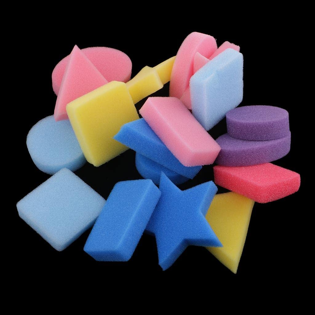 ATORSE® 18 Pieces Multi Colors Sponge Painting Shapes Painting Craft Sponge Geometric Shapes for Toddlers Early Learning Sponge for Kids Painting Tools-image-26