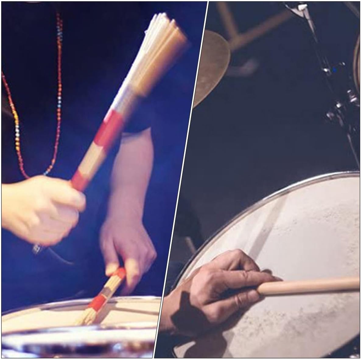 HANABASS 1 Set Maple Drumsticks Set with Wire Brush Performance Percussion Instrument Accessories for Drumming for Beginners and Professionals