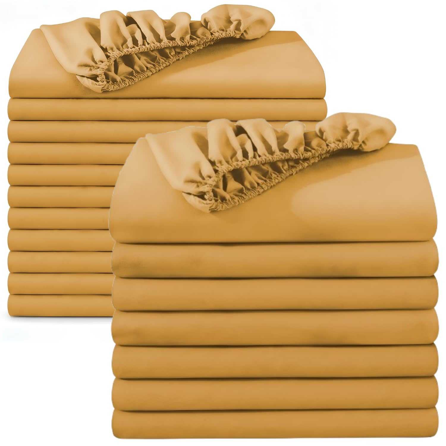 BedLooms Super King Fitted Sheet 20 Pack – Ochre (180x200cm) up to 25cm Deep Bed Sheets