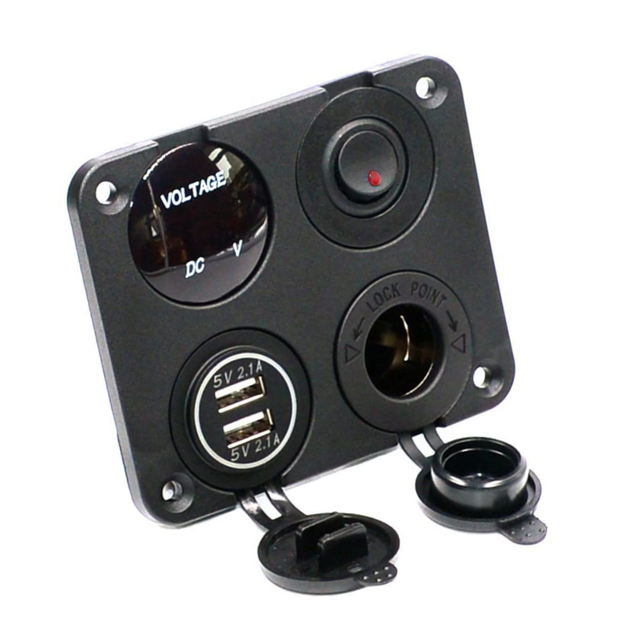 UPKOCH 3 Pezzi 4 1 Pannello Presa Caricabatteria Auto Usb Doppio 4 Funzione Led Voltmetro 12-24v Presa Voltmetro Usb Facile Da Installare Per Camper Camion