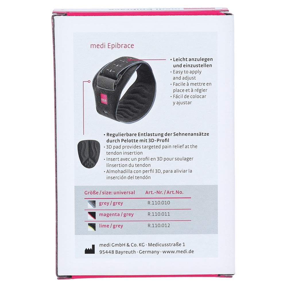 medi GmbH & Co.KG MEDI EPIBRACE - Banda antiepicondilitis para los codos, color gris