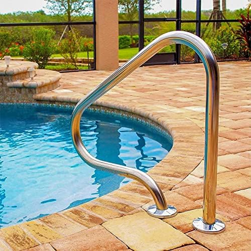 Handrail Sturdy Pool Safety Handrails Pool Hand Rail with Quick Mount Base Plate Swimming Pool Stair Rail Hand Grab Rail (Thick 1.2mm)