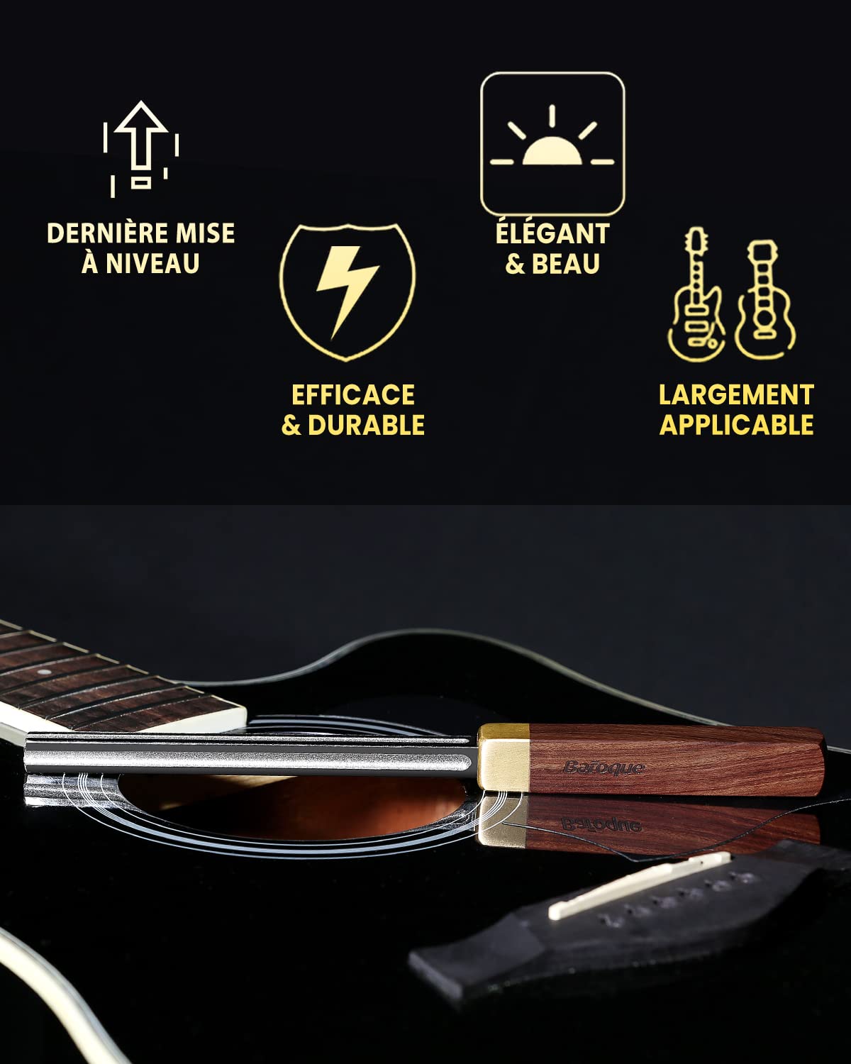 Lime à frettes diamantée – Outil de guitare 4e génération avec 3 emplacements de rayon + bord plat pour le polissage des frettes et l'arrondi des bords