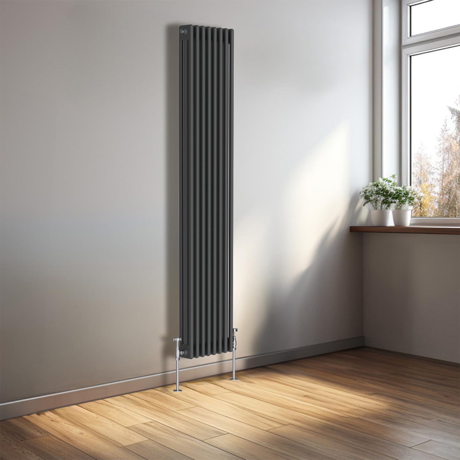 NRG 1800x380 Cast Iron Vertical Radiator Anthracite 3 Column Central Heating Rads โ image 1