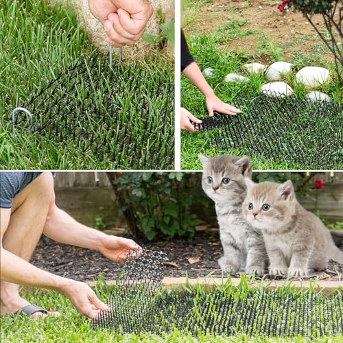 katzenschreck für Garten - 15 Stück Katzenabwehrmatten für draußen, effektive Katzengitter zur Abwehr von Katzen und Anderen Tieren (20 * 15cm, 15)