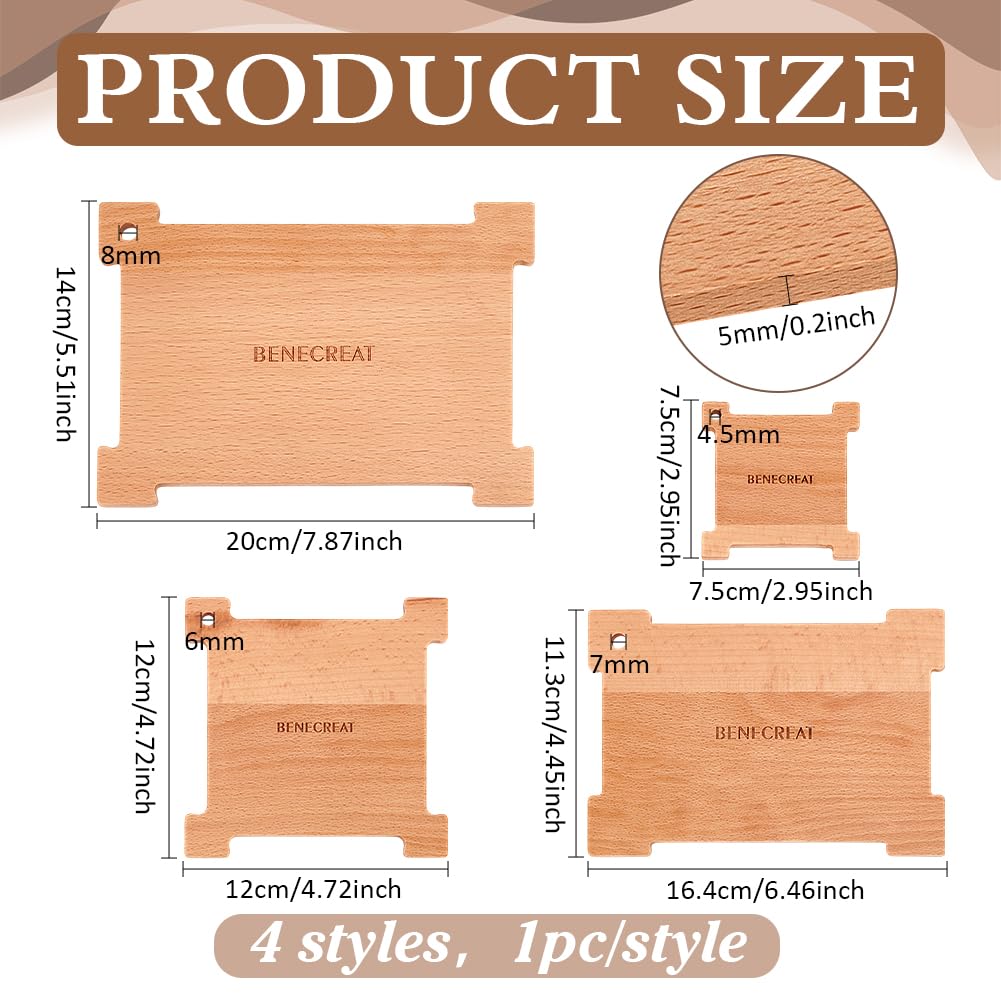 BENECREAT 4 Pcs Wooden Weaving Sampler Board, Loom Cards Handmade Weaving Tools with Holes for Loom Weaving Supplies Tablet Weaving Loom Weaving Supplies, Hole: 4.5~8mm