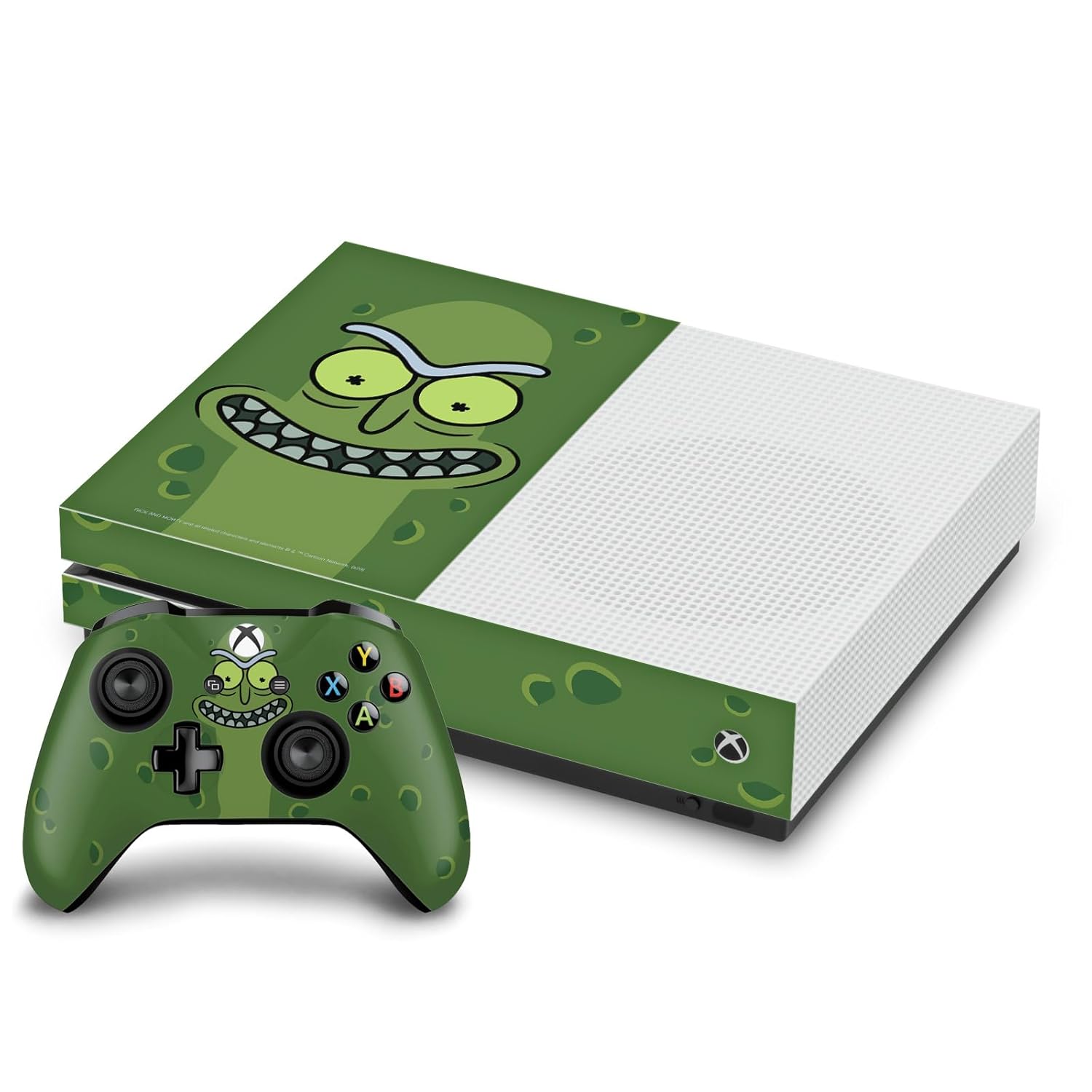 Head Case Designs Officially Licensed Rick And Morty Pickle Rick Graphics Vinyl Sticker Gaming Skin Decal Cover Compatible With Xbox One S Console and Controller Bundle