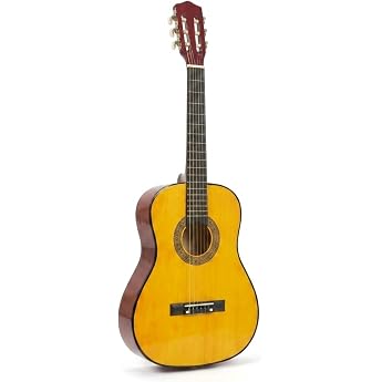Music Alley MA-34-N Classical Junior Guitar - Natural | Children's guitar 3/4 with soft nylon strings and online lessons for 