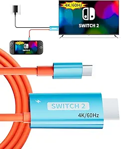 Switch 2 TV Dock Docking Station for Nintendo Switch 2,Portable 2025 New Models Adapter Support 4K/60HZ TV Dock Mode, (Blue and Red)
