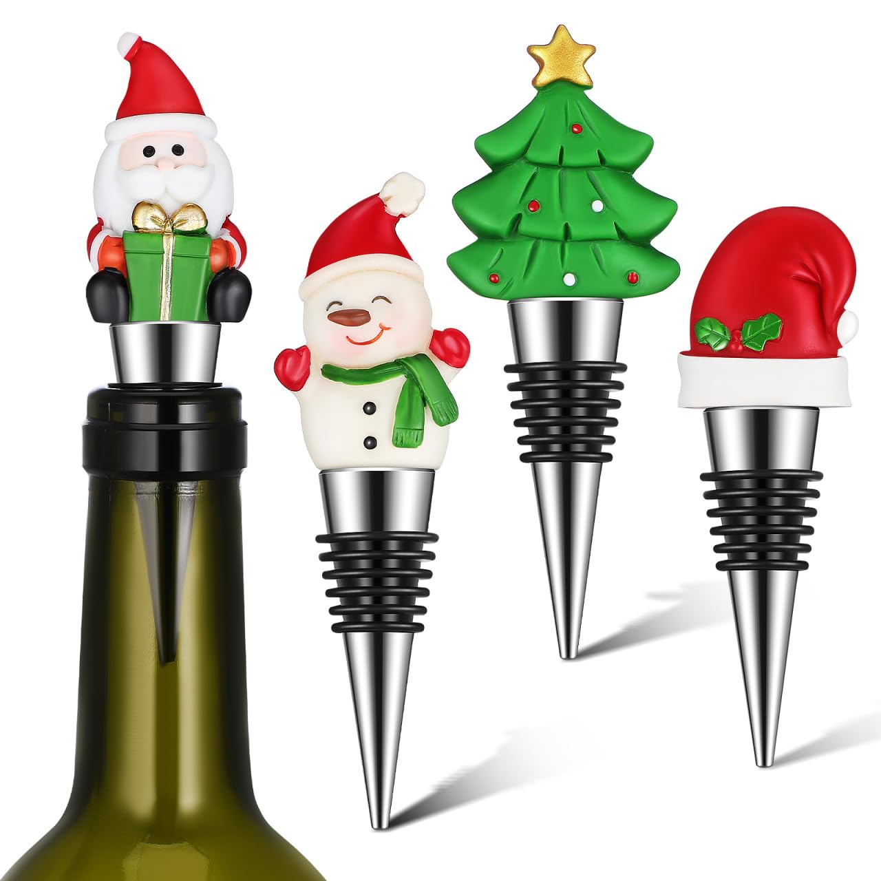 Tapones de vino de Navidad decorativos para vestir tu mesa en las cenas de Nochebuena