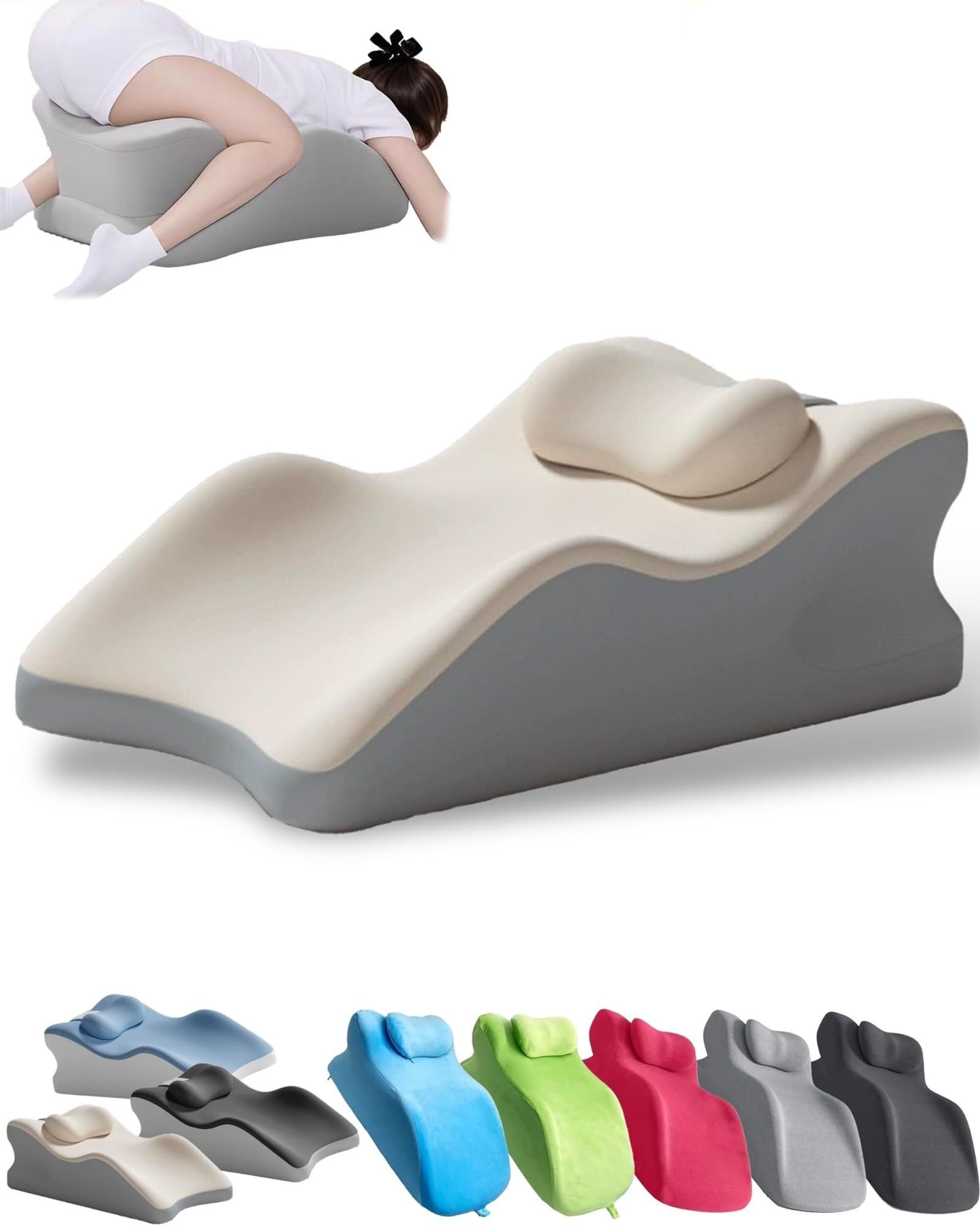 AIUTG Memory Foam Wedge Pillow, Ergonomic Support Cushion with Washable Cover, Inclined Reading Pillow for Relaxing, Meditation, Leg Elevation and Daily Comfort(White)
