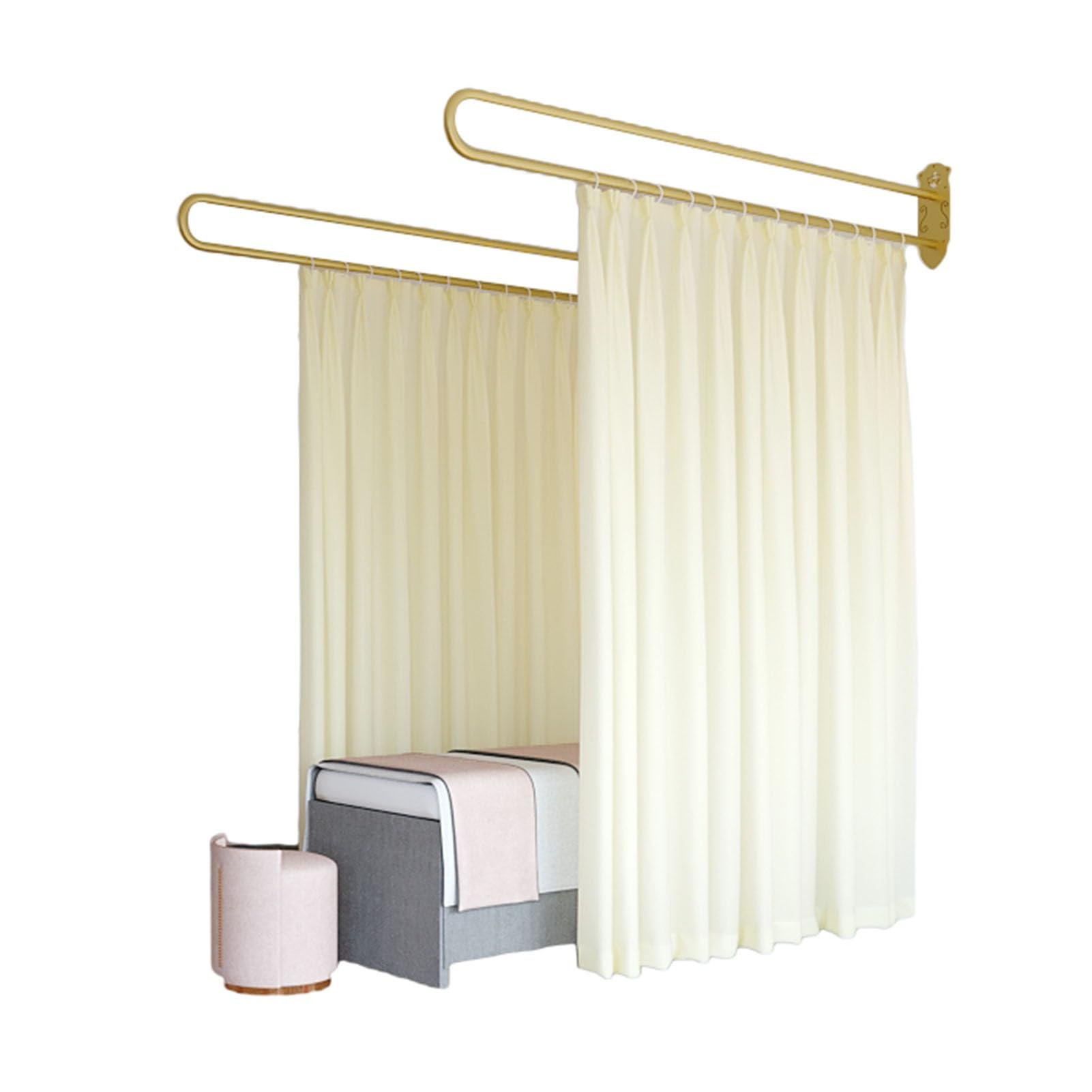 WQPMNYG Beauty Salon Divider Curtain 2.2m UShaped Support Rod SemiTransparent Room Partition for Living Room & Dining Area Includes Curtain & Support Rod Set.
