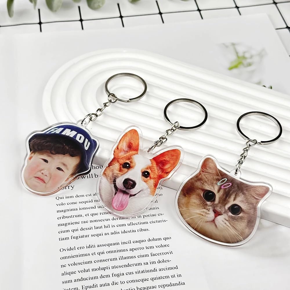 Custom Pet Keychain with Picture Personalized Dog Cat Photo Pet Lover Gifts, Customized Cartoon Pendant Photo Key Tag Chain, Custom Name Text Image - Image 4