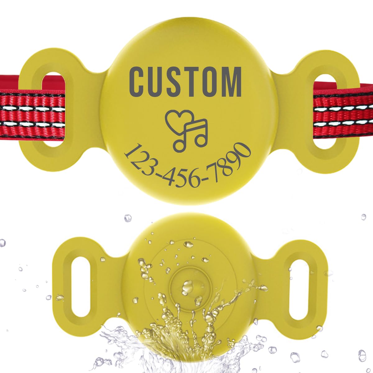 Custom Waterproof for Airtag Collar Holder Personalized Name Phone Number Address Silicone Full Body Covered Anti-Lost Air Tag Case for Pet Collar,