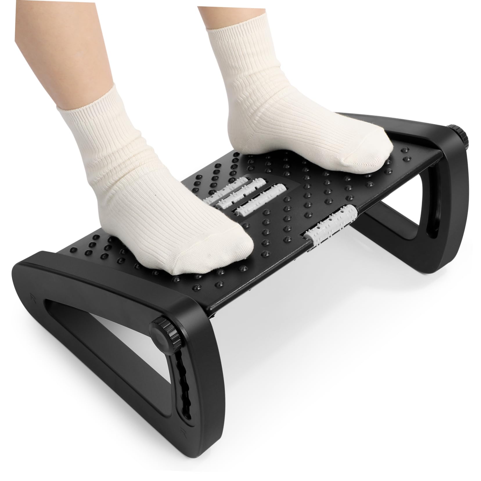 Gadpiparty Poggiapiedi Ergonomico per Ufficio Nero, con Rullo Massaggiatore e Angolo Inclinabile, per Casa e Biblioteca, Sollievo Dalla Stanchezza