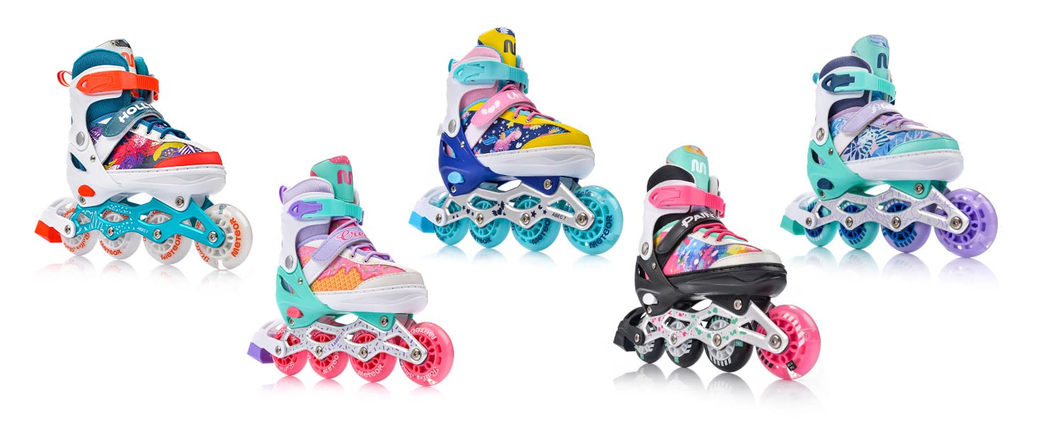 METEOR Inline Skates 4in1, Children's Adjustable Roller Skates/Blades, Synthetic Leather, ABEC 7 Bearings, PU Wheels - Image 7