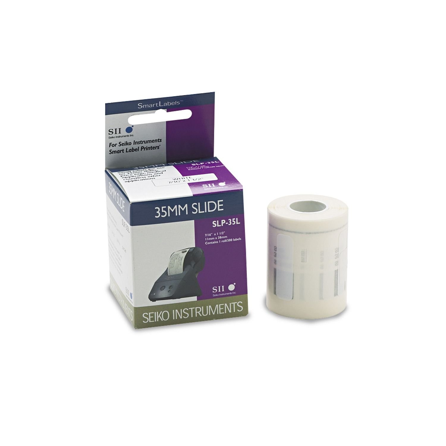 SEIKOSLP35L - Self-Adhesive 35mm Slide Labels, 7/16 x 1-1/2, White, 300/Box-SKPSLP35L
