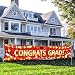 Graduation Party Banner Decorations Red Gold Congrats Grad We are So Proud of You Class of 2026 Yard Sign Outdoor Fence Porch for College High School Grads Graduation Party Supplies Decor Indoor