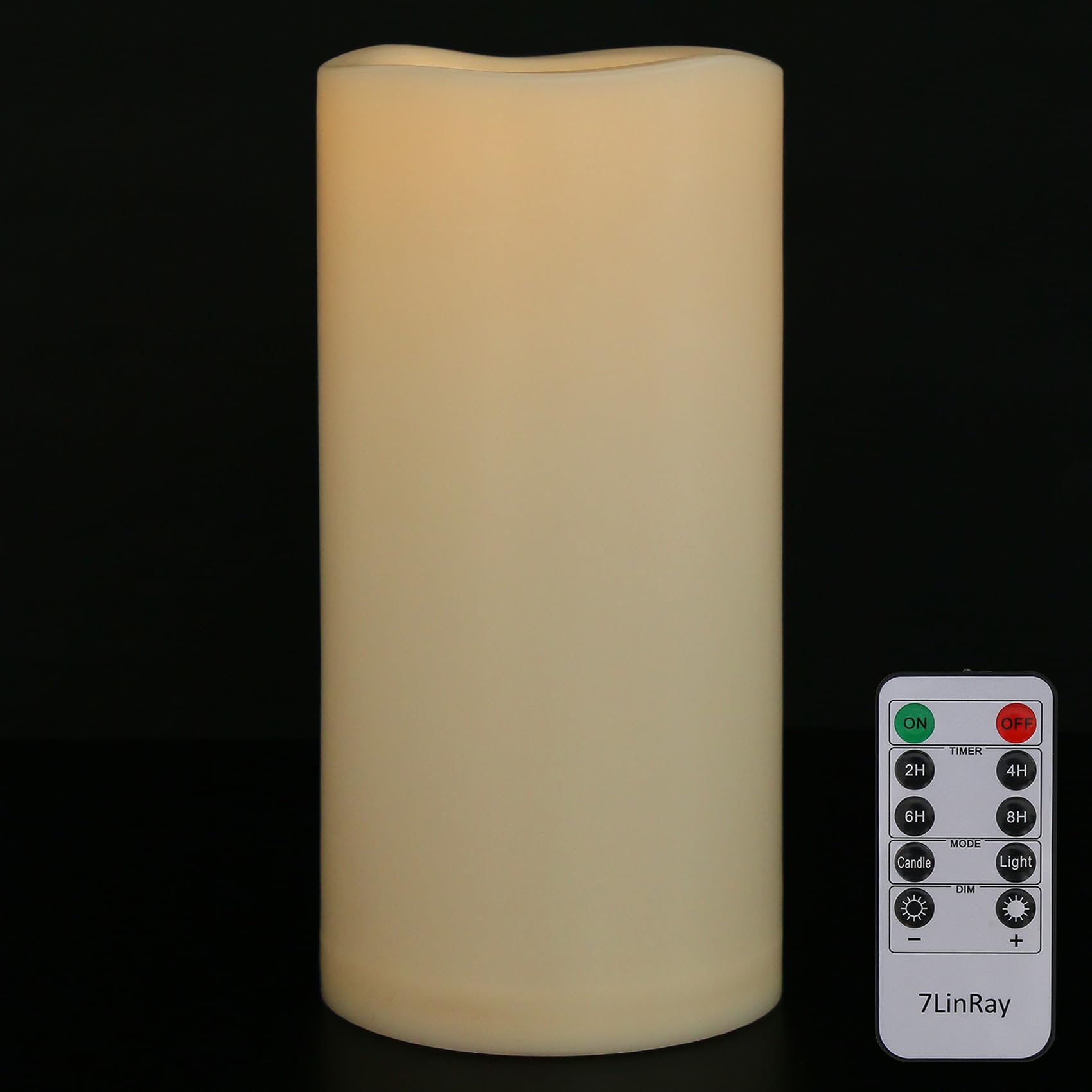 7LinRay 4" x 10" Large Outdoor Flameless Candles with Remote and Timer, Flickering Battery Operated LED Flameless Pillar Candles for Lantern, Porch, Patio, Ivory, 1 Pack
