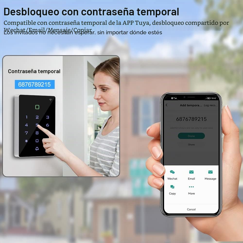 WiFi Tuya Control de Acceso RFID Teclado Inalámbrico IP68 Controlador de Acceso Impermeable WG26 / 34 Desbloqueo del Sistema + Tarjeta Clave 10pcs