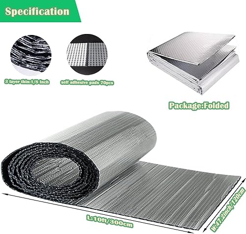 Miniatura 3 de Aislamiento reflectante para ventana, aislamiento de caravana de 24 x 10 pies para mantener el calor, doble aislamiento reflectante ignífugo B2,
