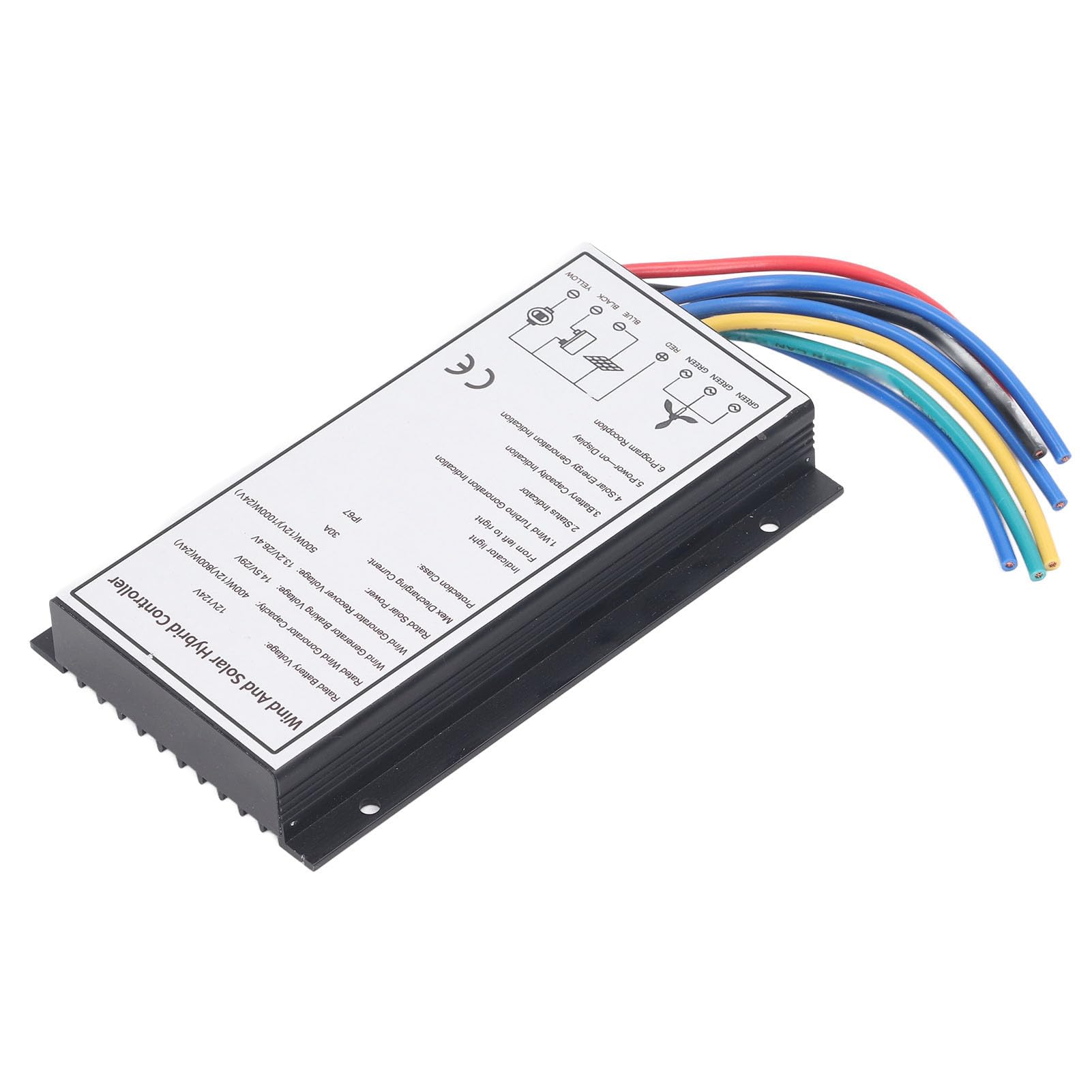 Hybrydowy kontroler ładowania energii wiatrowej 30A 12V 24V dla turbiny wiatrowej 800W i panelu słonecznego 1000W - Funkcja MCT i technologia PWM - Wodoodporna aluminiowa obudowa