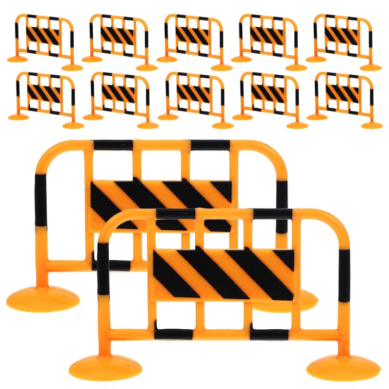 Abaodam 12Pcs Mini Traffic Road Blocks Plastic Fence Models for Kids Role Play and Table Scene Decoration Lightweight Durable