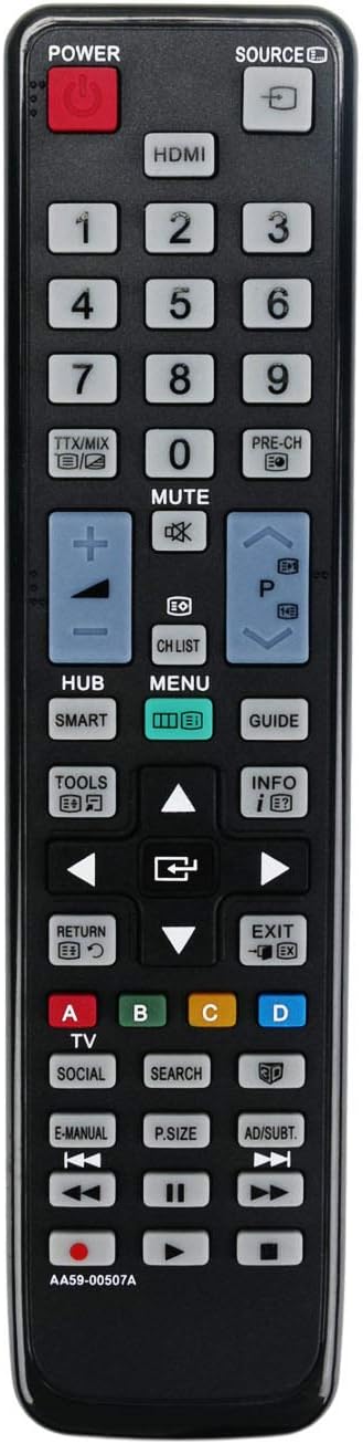 VINABTY AA59-00507A Replacement Remote Control Fit for SAMSUNG TV AA5900507A 4PS51E550D1K PS51E550D1M PS51E550D1W PS51E570D2S PS51E6500EU UE55ES6550S UE55ES6535U