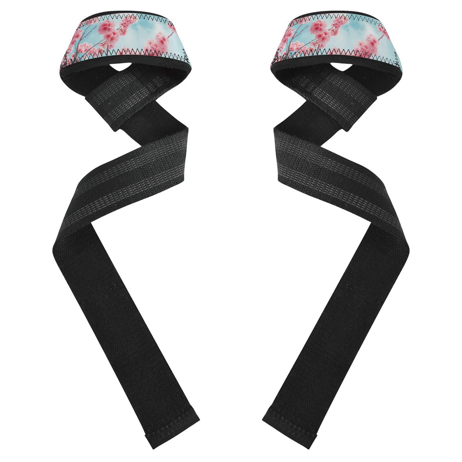 Nander Beautiful Cherry Blossoms Wrist Straps for Weightlifting,Lifting Straps with Neoprene Cushioned Wrist Padded and Anti-Skid Silicone for Strength Training,Bodybuilding,Deadlifting