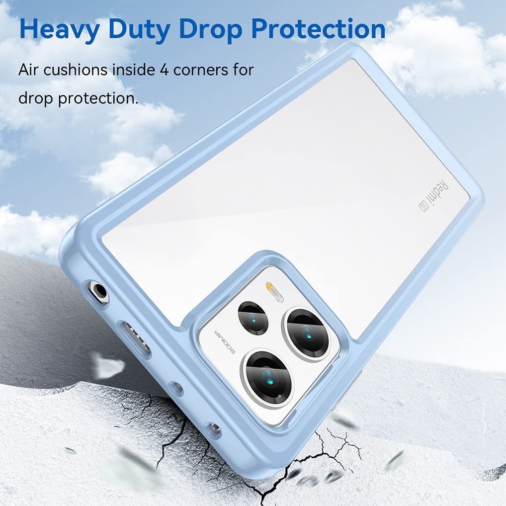 HAOYE Cover per Xiaomi Redmi Note 12 Pro 5G Cover, Hybrid Cornice in TPU + Rugged PC [Doppio Strato] 2 in1 Protective Case, Trasparente Back Cover Custodia Bumper. Blu Scuro