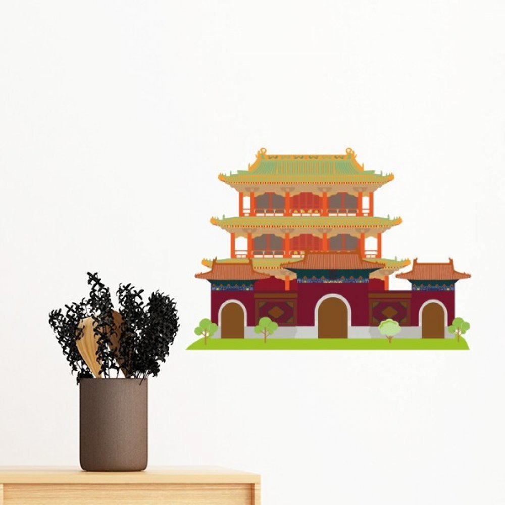 Sticker mural architecture chinoise traditionnelle déco de chambre amovible 50cm