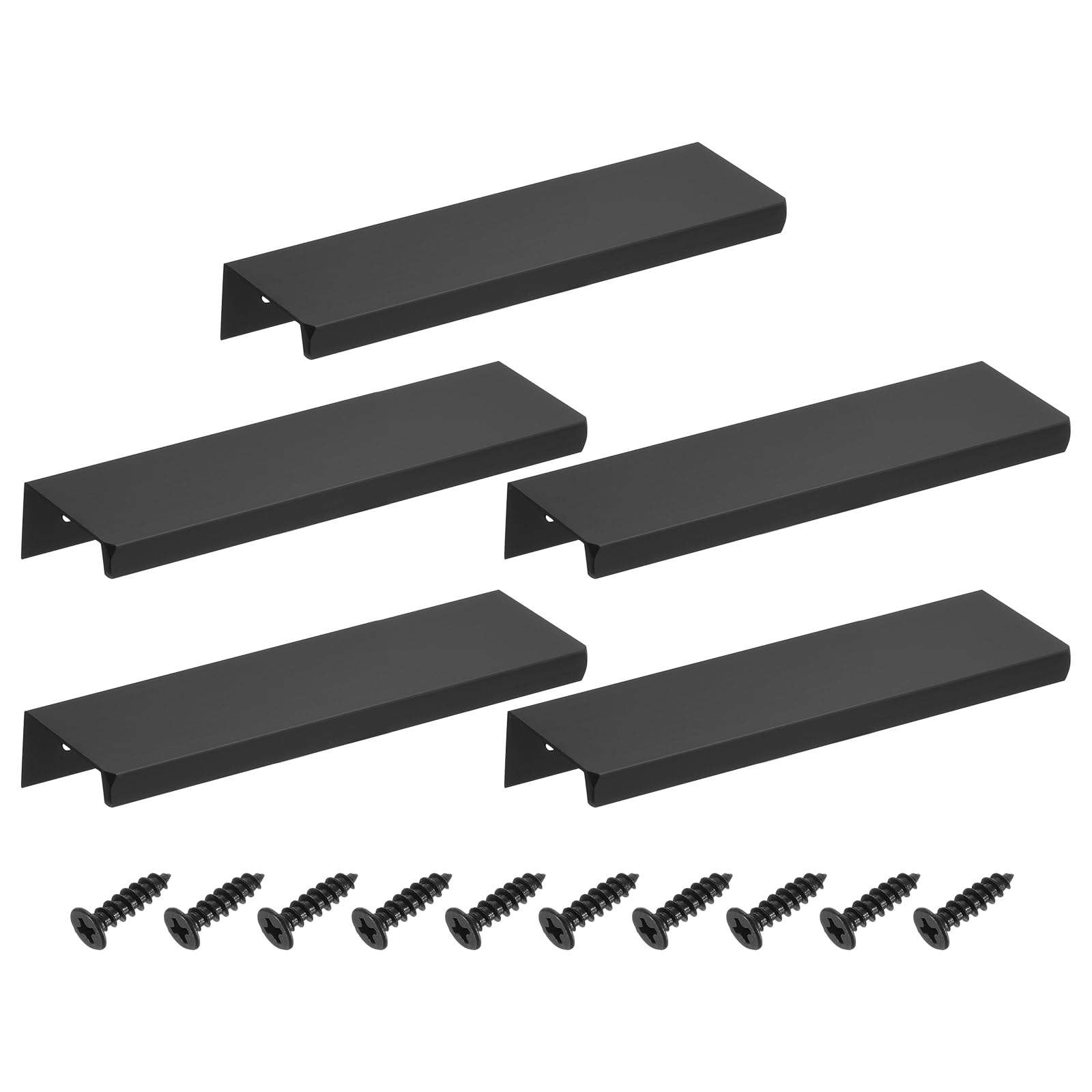 sourcing map Cabinet Finger Edge Pull, 5pcs 120mm / 4.72" Aluminum Alloy Back Mount Hidden Cabinet Pulls Concealed Handle for Home Kitchen Drawer Cabinet, Black — image 1