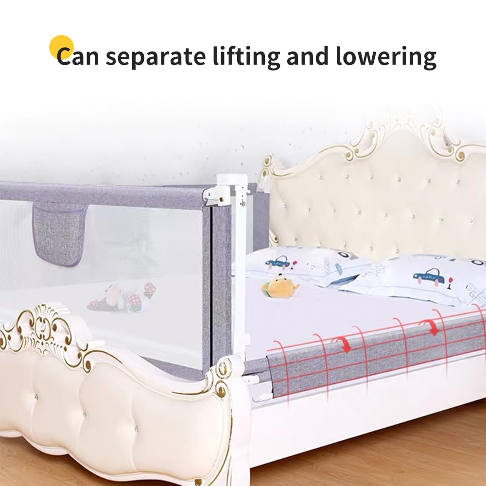TolleTour Barrière De Lit Anti-chute 200 Cm Hauteur Réglable De 64 à 96