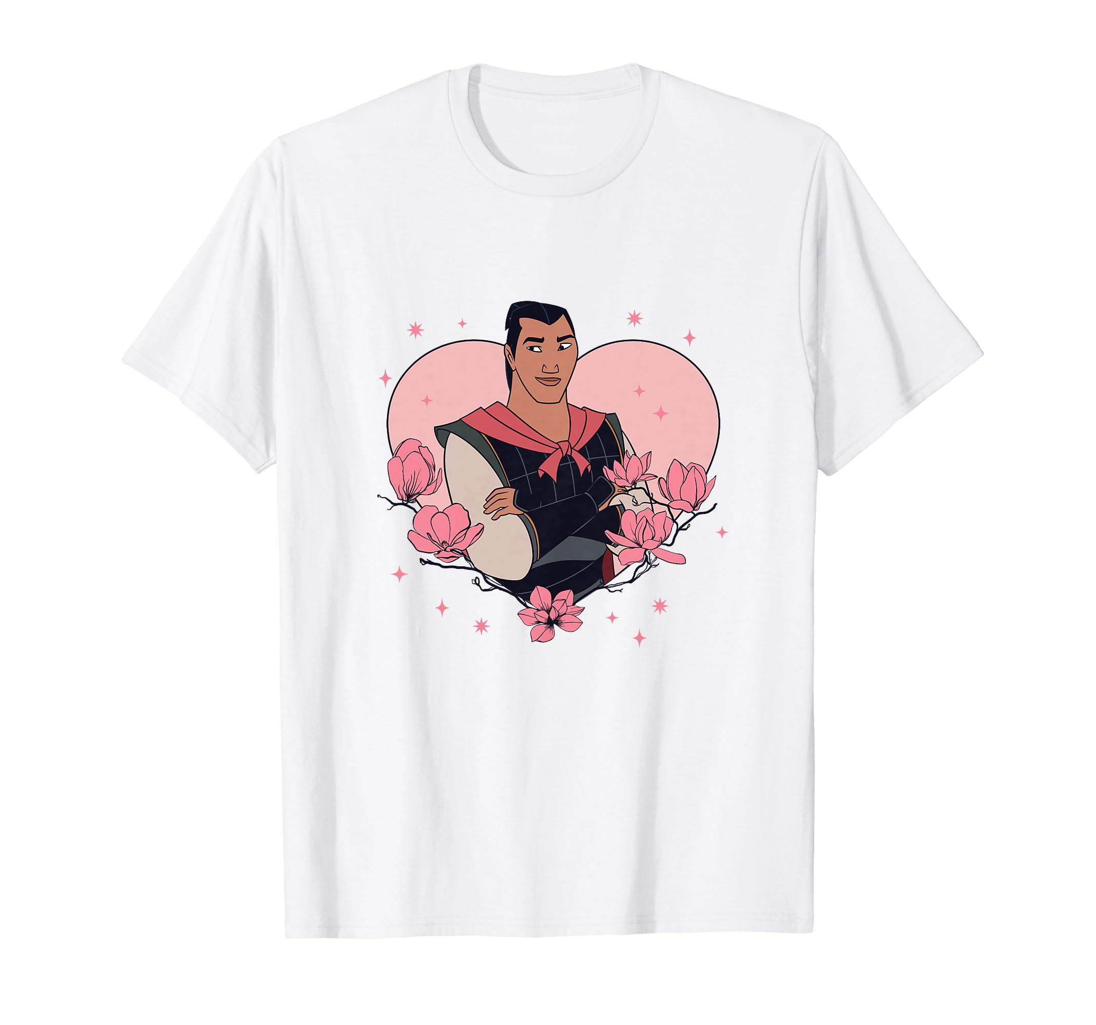 Disney Mulan Valentine's Day Li Shang Heart Shape Chest Logo T-ShirtOEKO-TEX STANDARD 100