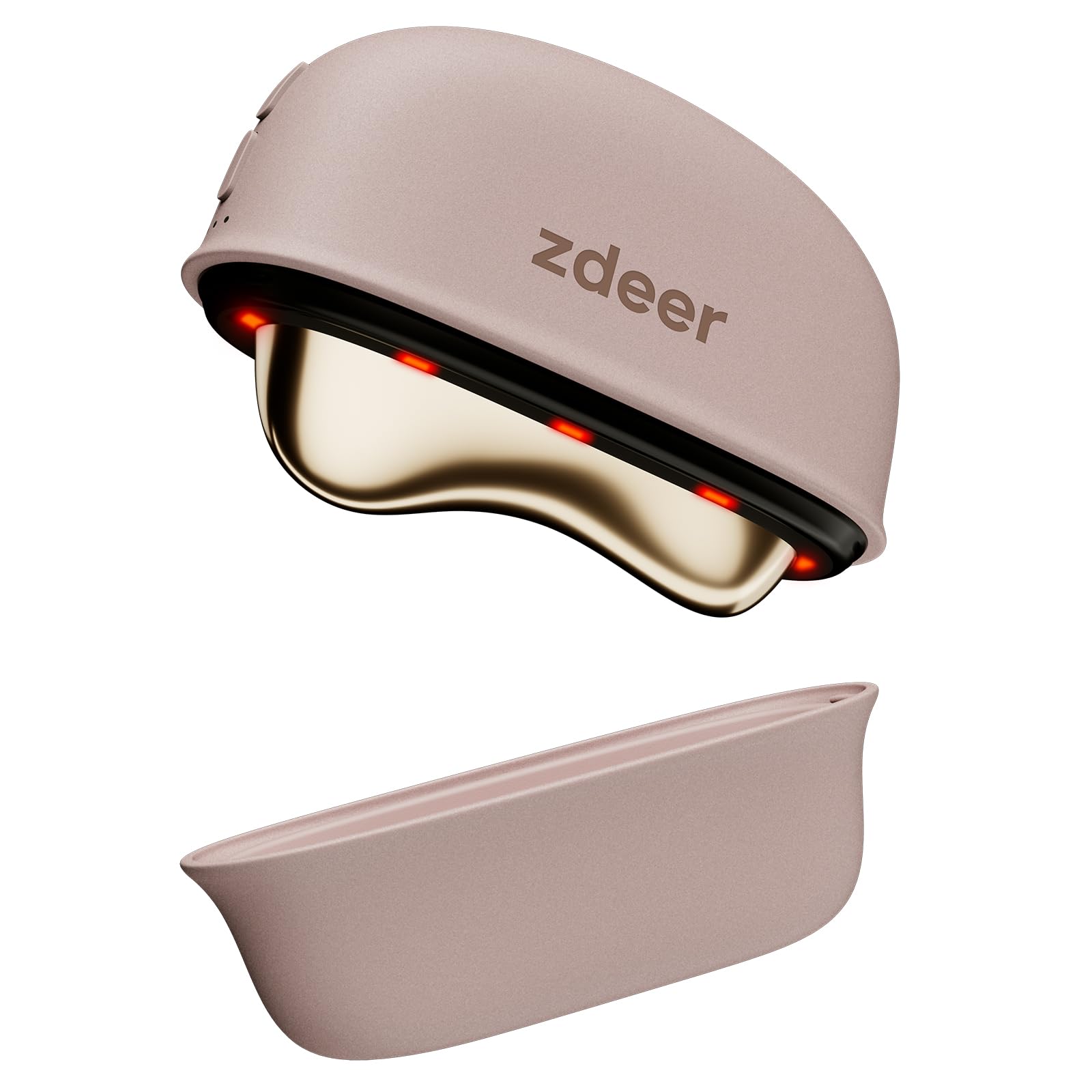 ZDEER LED Red Light Therapy for Face Neck Massager Facial Care Device Electric Gua Sha Brass Tool with