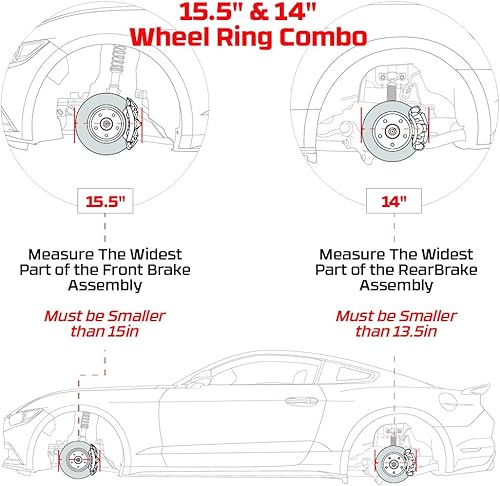 Miniatura 5 de LEDGlow Juego de 4 luces LED de 14 y 15.5 pulgadas de 14 pulgadas y 15.5 pulgadas para anillos de rueda de millones de colores, se adapta a ruedas