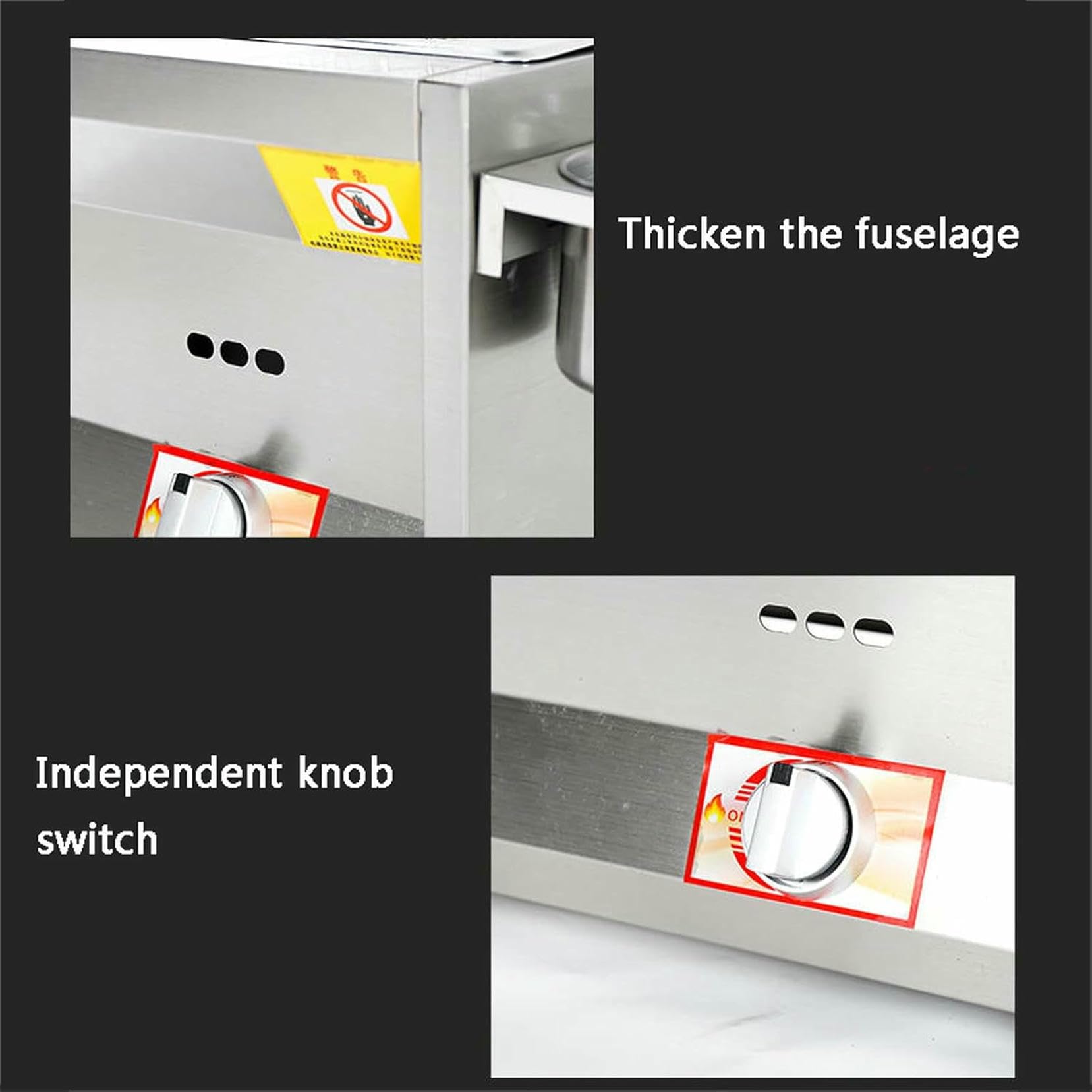 Freidora a Gas con Tapa Freidora Comercial de Acero Inoxidable para freír Alimentos Adecuada para familias y cocinas de restaurantes~/