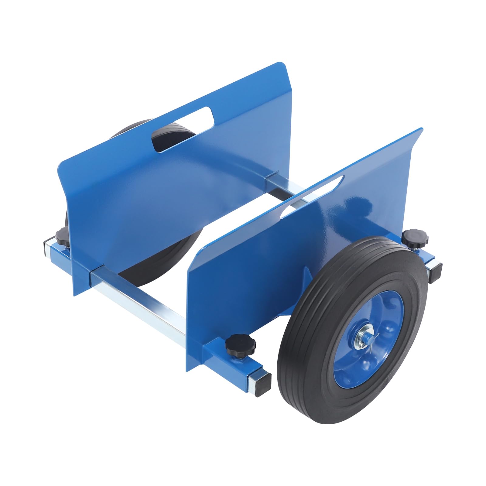 Plattenwagen Transportwagen mit 25,4cm Rädern, bis 490Kg, Plattenwagen Klemmwagen, aus Eisen, mit Einstellbarem Abstand Zwischen den Seitenwänden und Rutschfesten Polstern (Blau)