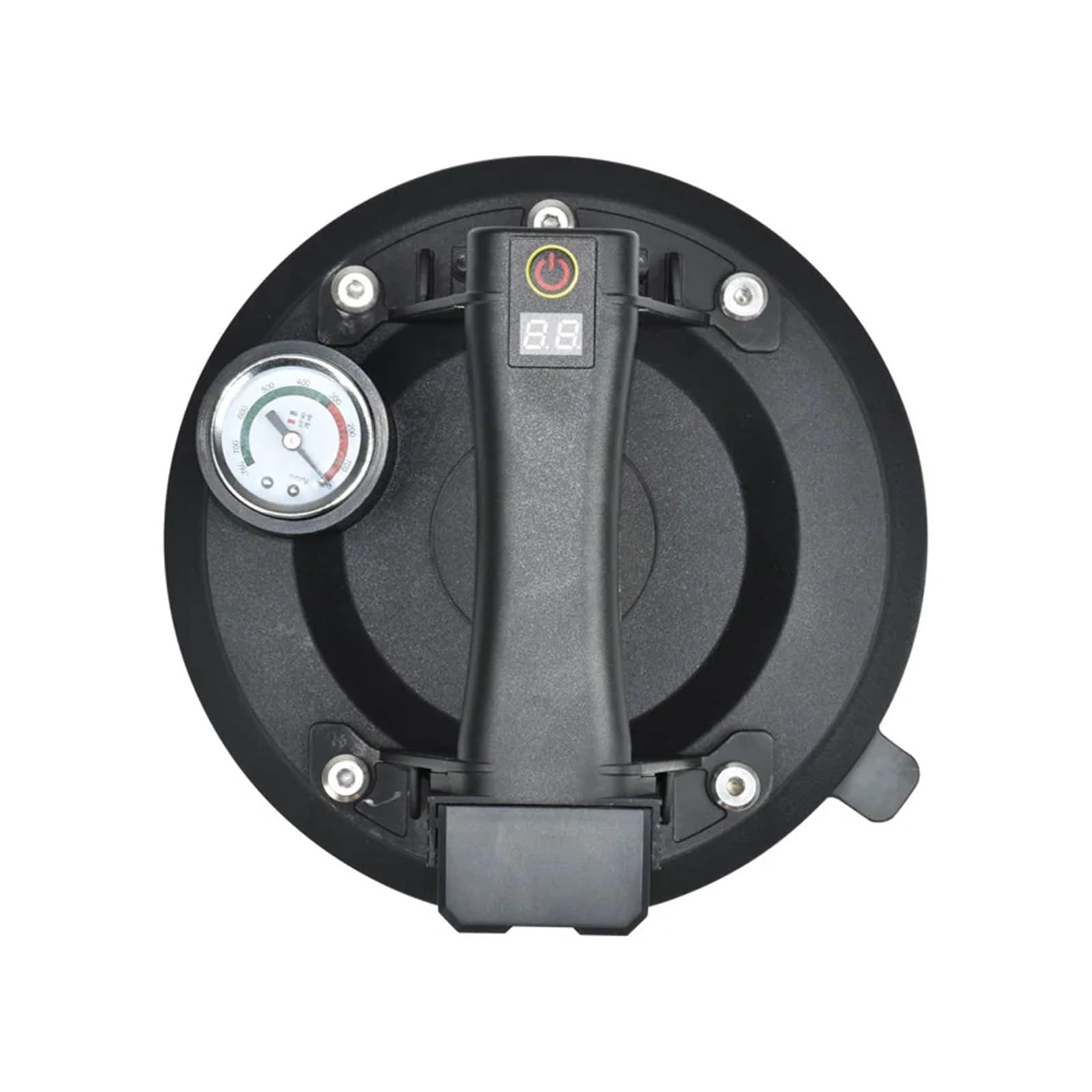 Ventosa de vidrio al vacío eléctrica de 8 pulgadas con reposición automática de aire y manómetro, chasis de goma de doble capa(Grey)